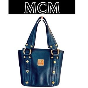 MCM Mini Gold Studded Handbag Black, EUC